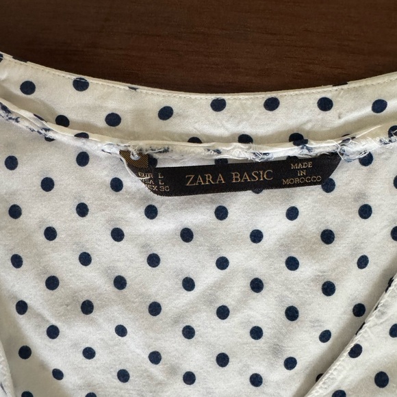 Zara Basic Navy Polka Dot Top - Picture 7 of 7